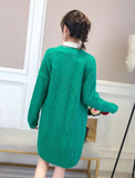 autumn and winter new women's loose large size long sleeve knitted cardigan in long sweater coat