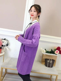 autumn and winter new women's loose large size long sleeve knitted cardigan in long sweater coat