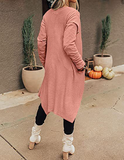 knitted cardigan sweater coat with long sleeves, pleated front placket and irregular hem