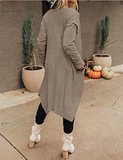knitted cardigan sweater coat with long sleeves, pleated front placket and irregular hem