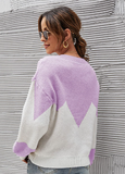 autumn and winter new fashion round neck knitted sweater color matching sweater