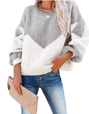 autumn and winter new fashion round neck knitted sweater color matching sweater