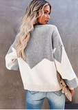 autumn and winter new fashion round neck knitted sweater color matching sweater