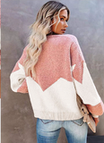 autumn and winter new fashion round neck knitted sweater color matching sweater