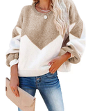autumn and winter new fashion round neck knitted sweater color matching sweater