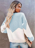 autumn and winter new fashion round neck knitted sweater color matching sweater