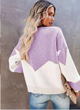 autumn and winter new fashion round neck knitted sweater color matching sweater