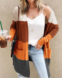 Irregular square stitched sweater cardigan