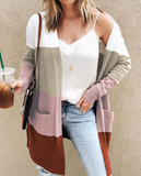 Irregular square stitched sweater cardigan