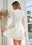 Elegant V-Neck Dresses Chain Link CutoutFashion New Long Sleeve Chiffon Dress