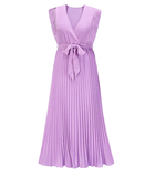 Fashion Sexy Casual Lotus Leaf Sleeve Chiffon Pleated Skirt Dress
