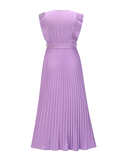 Fashion Sexy Casual Lotus Leaf Sleeve Chiffon Pleated Skirt Dress
