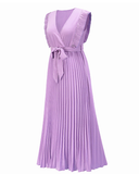 Fashion Sexy Casual Lotus Leaf Sleeve Chiffon Pleated Skirt Dress