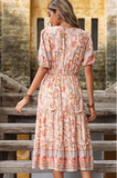 Vintage Women's Filament Trim V Neck Mid Length Festive Chiffon Pink Dress