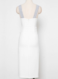 Square Neck Sleeveless Strap Solid Lace Panel High Waist Skinny Asymmetric Women's Dresses