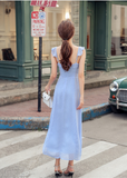 Summer Sleeveless Spaghetti Strap Chest Drawstring Ruffles Party Elegant Dress