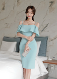 Simple Small Side Folds Sexy Sling Sleeveless High Waist Tight Dress