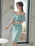 Simple Small Side Folds Sexy Sling Sleeveless High Waist Tight Dress