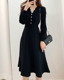 Pleated Dress Long Sleeve Slim Woman Sweater Dresses Knitted Elegant Midi Party Woman Dress