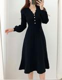 Pleated Dress Long Sleeve Slim Woman Sweater Dresses Knitted Elegant Midi Party Woman Dress