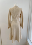 Pleated Dress Long Sleeve Slim Woman Sweater Dresses Knitted Elegant Midi Party Woman Dress