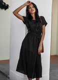 Summer Women Short Sleeve Long Dress Casual Bandage Beach Party Big Hem Dresses