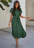 Summer Women Short Sleeve Long Dress Casual Bandage Beach Party Big Hem Dresses