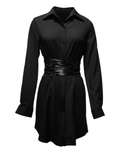 Autumn And Winter Lady Fashion Temperament Lapel Long Sleeved Dress