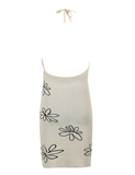 Women Floral Print Backless Halter Sleeveless Summer Knitted Dress