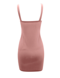 Side Slits Solid Straight Collar Wide Straps Bodycon Slim Camisole Dress