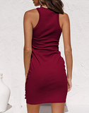 Summer Mini Dress Aesthetic Casual Sleeveless Round Neck Tight-Fitting Mini Dress