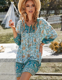 Printed Mini Casual 3/4 Sleeve Loose Dress Elegant Boho Beach Dress Female Vintage Dress