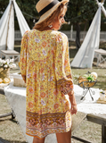 Printed Mini Casual 3/4 Sleeve Loose Dress Elegant Boho Beach Dress Female Vintage Dress