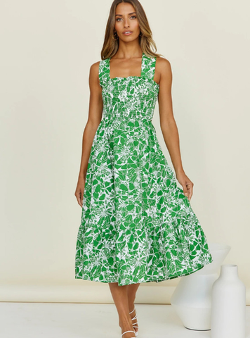 Bohemian Holiday Elegant Square Collar Long Sundress Sexy Bandage Backless Midi Dresses