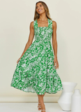 Bohemian Holiday Elegant Square Collar Long Sundress Sexy Bandage Backless Midi Dresses