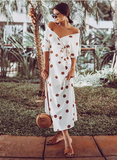 Bohemian Sexy V Neck Off Shoulder Sashes Ankle-Length Female Dress