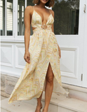 A-line Long Dress Summer Boho Smock Women Dress Sexy Beach Hollow Out Slip Dress