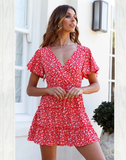 Summer Dress Women A-line Floral Print Female Boho Mini Dress