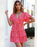 Summer Dress Women A-line Floral Print Female Boho Mini Dress