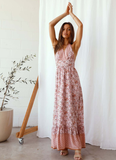 New Deep V-neck Halter Bandage A-line Beach Dress
