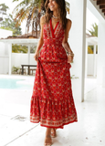 New Deep V-neck Halter Bandage A-line Beach Dress