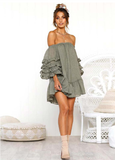 Women Backless Sexy Off Shoulder Mini Beach Sundress Casual Ruffles Streetwear Dress