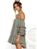 Women Backless Sexy Off Shoulder Mini Beach Sundress Casual Ruffles Streetwear Dress