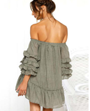 Women Backless Sexy Off Shoulder Mini Beach Sundress Casual Ruffles Streetwear Dress