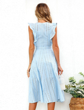 Embroidery Women Hollow Out Ruffled Holiday Summer Dress Casual Sexy Beach Dress
