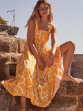 New Bohemian Strapless Women Summer Dress A-line Print Beach Long Dresses