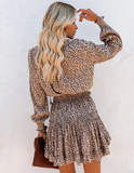 New Spring Autumn Long Sleeve Women Dress Sexy Leopard Party Elegant Dress