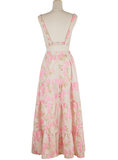 Summer Boho Floral Print Skirts Sets Ladies V Neck Crop Tops and High waist Long Skirt