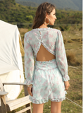 Summer Women Ruffles Chiffon Dress Boho V-neck Mini Beach Dress Long Lartern Sleeve Ladies Party Dresses