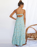 Sexy V Neck Strap Buttons Beach Sundress Casual Print Long Dress Vintage Party Dress